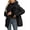 Black with Hood, variant on Women Faux Leather Winter Trendy puffer jacket water-resistant Thicken Bubble Coat