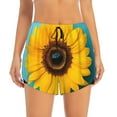 thumbnail image 2 of Gukieu Golden Sunflower in Blue Print Women's Sports Shorts with Drawstring Elastic Waistband for Running, Yoga, Fitness-XX-Large, 2 of 7