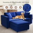 thumbnail image 5 of Planntonneo 99.3'' Modular Sectional Couches with Storage Velvet Loveseat Sofa for Living Room, Blue, 5 of 7