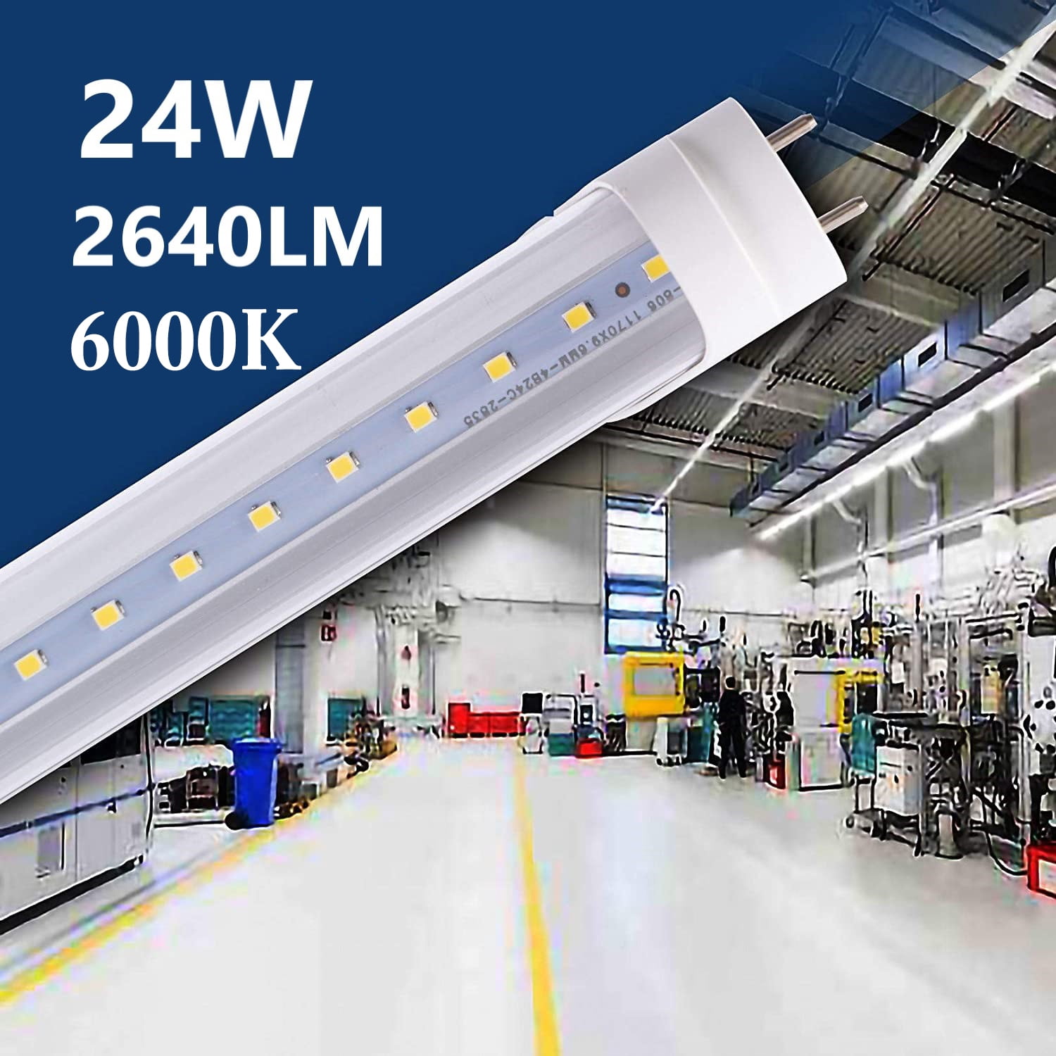 JLLED 6Pack 4FT 24W T8 LED Tube Light White Daylight 6000k 4' LED Bulbs G13 Base Ballast Bypass T10 T12 Fluorescent lamp Replacement