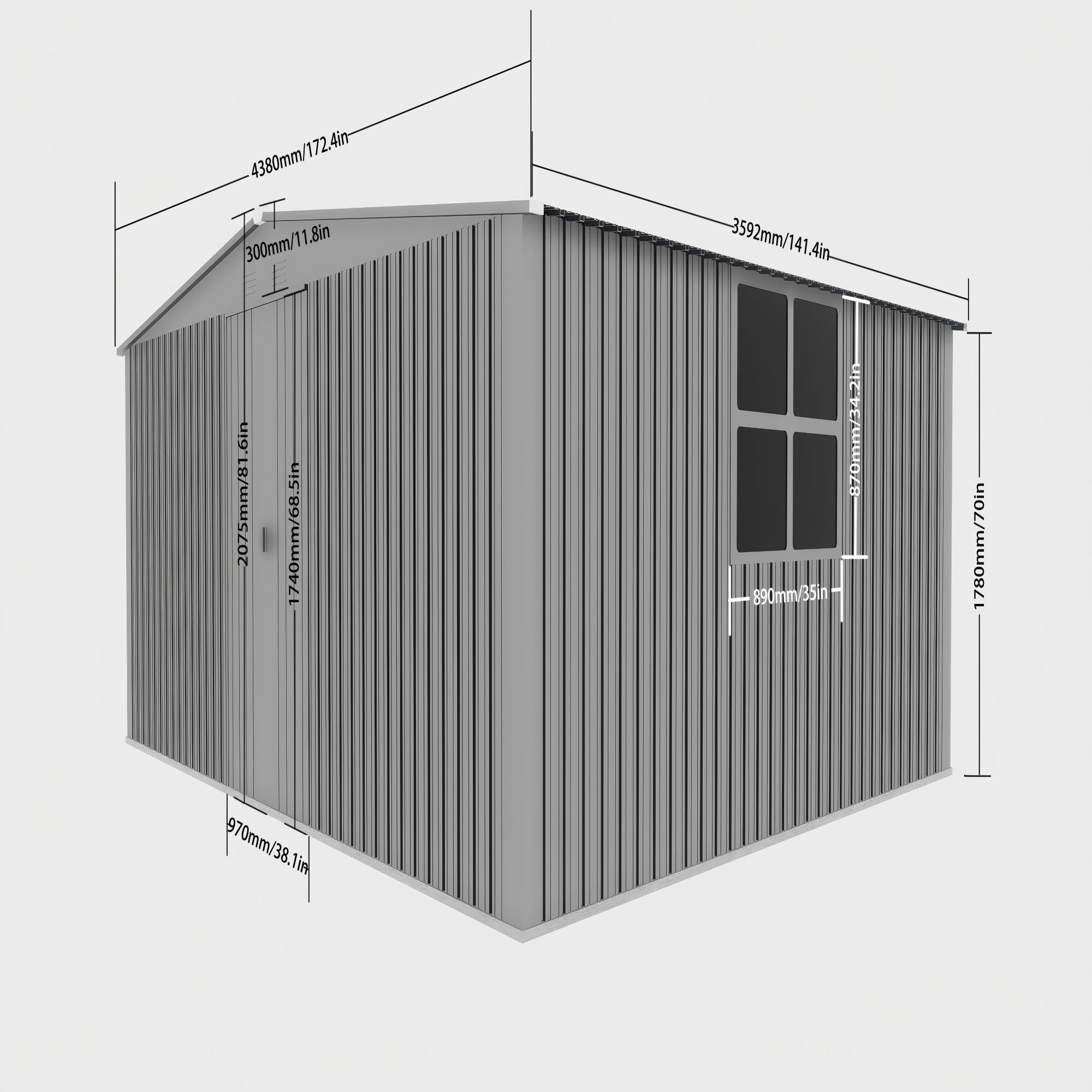 Alvantor Outdoor Storage Shed Metal & Firewood Shed Dual Function,14x12ft,Grey