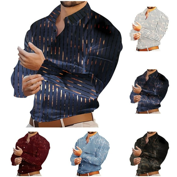 UVEASISHA Clearance Sales Today Mens Formal Button Down Shirt 2025 Fashion Printed Long Sleeve Dress Shirts Business Casual Work Shirt Stylish Evening Party Shirts for Men White L