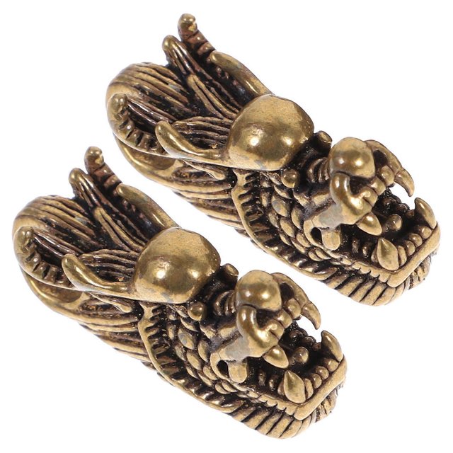 Antique Brass Dragon Head Keychain Pendant 2pcs Unique DIY Craft Jewelry Making Accessory for Decorative Keyring Hoops and Creative Ideas