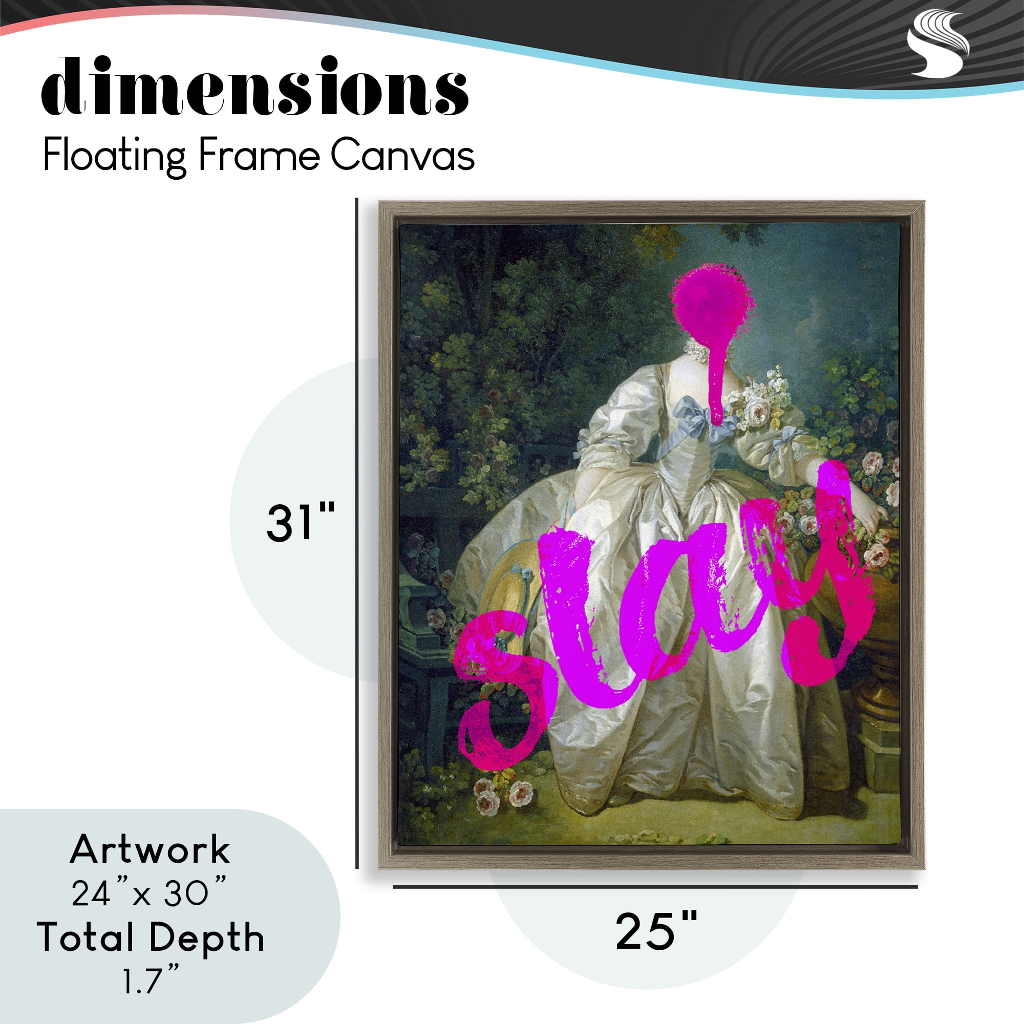 Slay Classical Baroque Gown Brown Framed Floater Canvas Wall Art, design by Lil' Rue