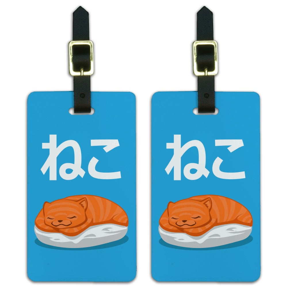 Cat Fish Sushi Neko Hiragana Luggage ID Tags Suitcase CarryOn Cards