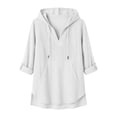 thumbnail image 5 of BUIGTTKLOP Women's Beach Cover up Hoodies Sweatshirt Long Sleeve V Neck Hooded Shirt Top with Pockets, 5 of 8
