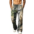 thumbnail image 2 of Camo Wide Leg Jogger Pants for Men Baggy Elastic Drawstring Waist Outdoor Hunting Sweatpants with Side Pockets Brown 2XL, 2 of 7