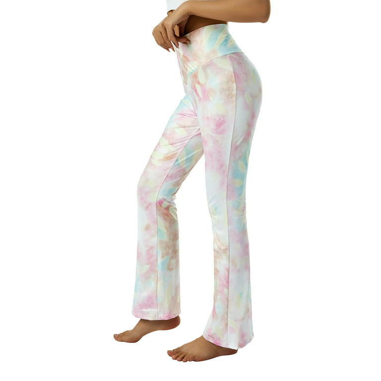 Imcute Women's Yoga Pants Leggings High Waisted Wide Leg Yoga Flare Pants  Tummy Control Workout Running Pants Pink XL