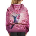 thumbnail image 6 of Xoenoiee Girls Hoodies Pullover Hoodies Long Sleeve Hooded Sweater Fall Winter Tops with Kangaroo Pocket for Kids Traveling Running Hiking, Floral Peach Blossom Hummingbird Print, S, 6 of 7