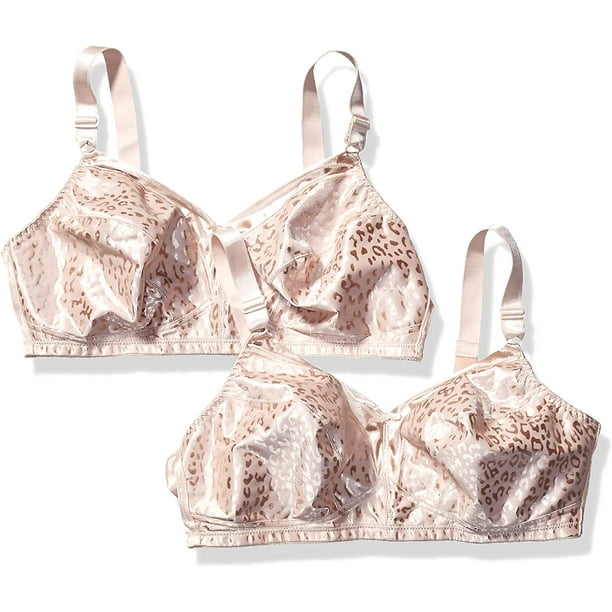 Just My Size Bras Plus Size Just My Size Wireless Bra Pack, Full Coverage, Leopard Satin, Wirefree