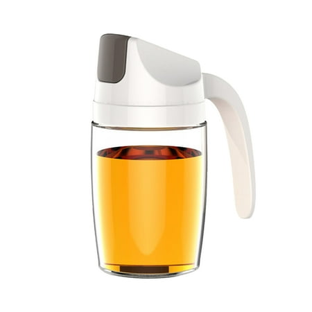 

Temacd Leakproof Glass Oil Bottle Can Automatic Opening Seasoning Dispenser with Handle