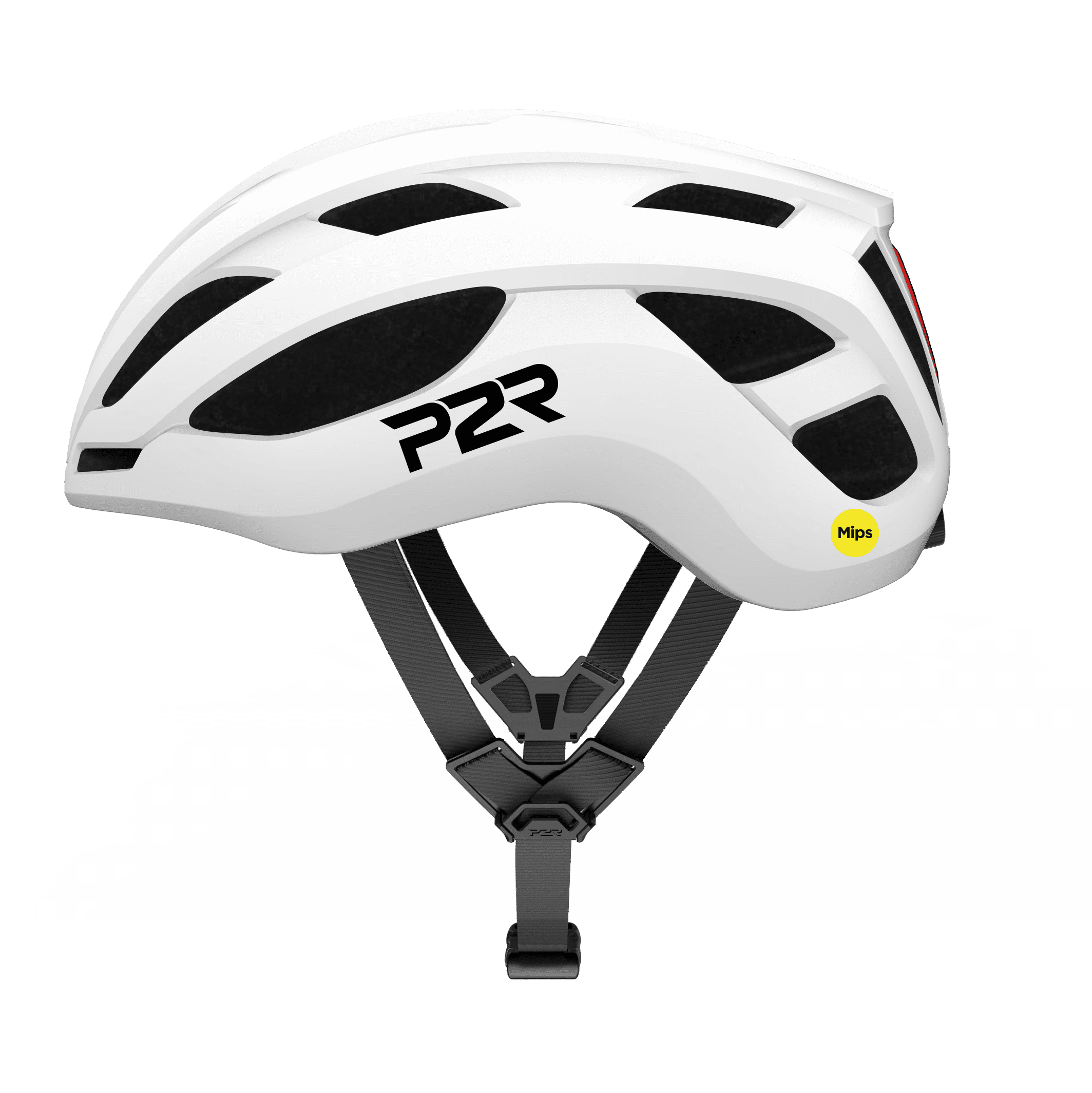 P2R Adult Road Bike Helmet with MIPS & USB Rear LED Light, White (52-55CM)