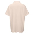 thumbnail image 5 of MIXUE Women Blouses Solid Color Lapel Short Sleeve Button Up Casual Work Loose Fit Womens Summer Tops Daily-Wear,Beige,M, 5 of 8