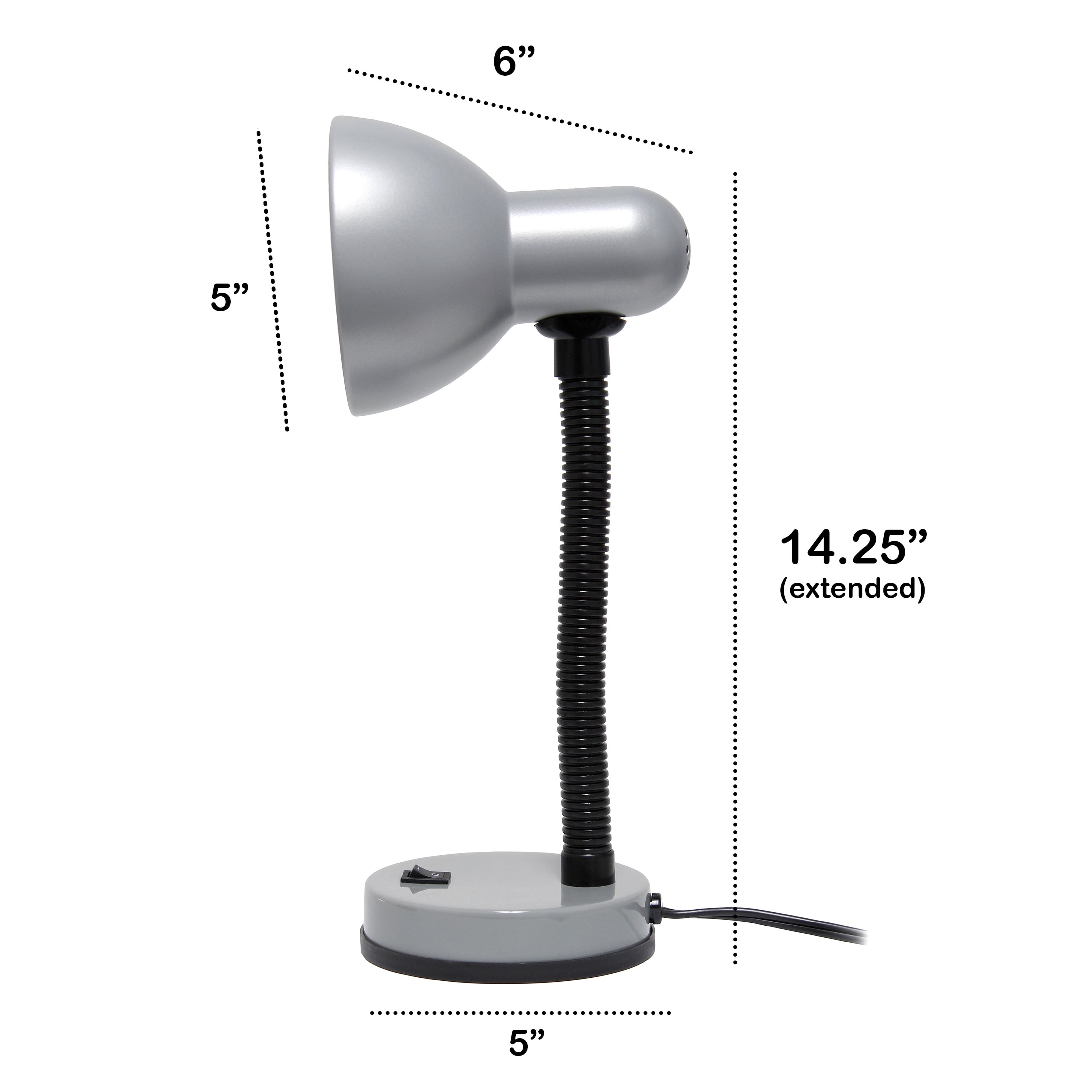 Creekwood Home 14.25" Traditional Desk Lamp with Flexible Gooseneck with LED Bulb, Silver