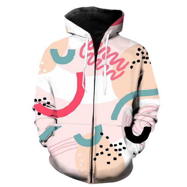 Sudadera con capucha y cremallera para hombre, diseño de grafiti de arte abstracto, talla grande, genial para adolescentes, primavera 2024, gran oferta, Harajuku, unisex, de manga larga.