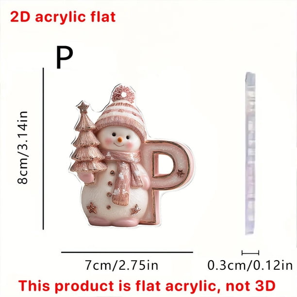 Artesanías Decorativas Adorno navideño con 26 letras inglesas, decoración acrílica 2D para árbol y retrovisor del coche, 1 unidad【P】 Rkxzt