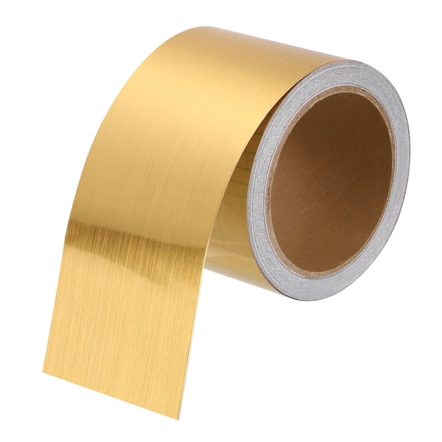 Cinta de Grano de Madera Peel and Stick de 3" x 39ft, Borde de Espejo de Papel de Aluminio, Oro Cepillado