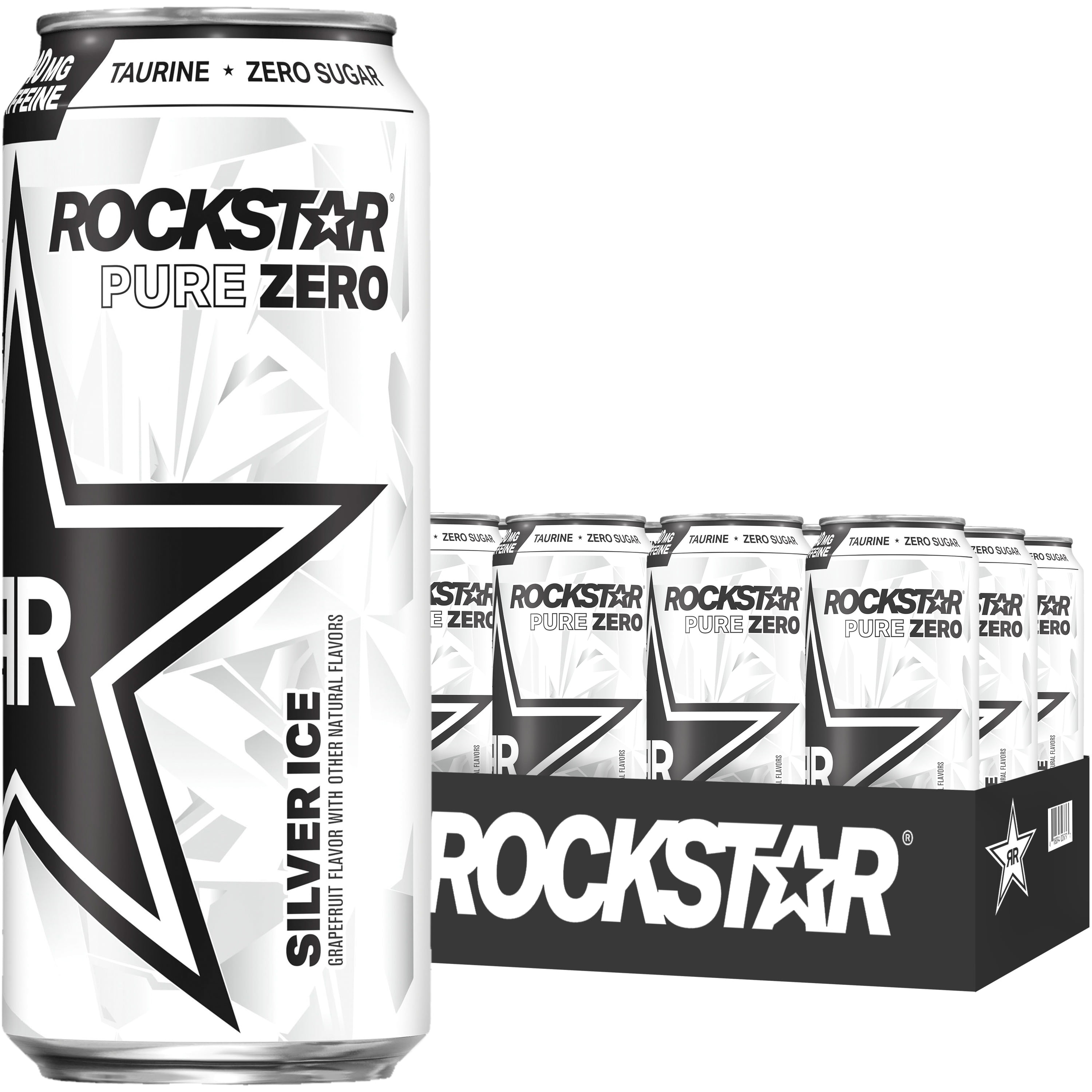 16 oz 12 Pack Cans Rockstar Pure Zero Sugar Punched Fruit Punch Energy Drink 