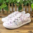 thumbnail image 5 of Rokment Womens Floral Low Profile Fashion Sneakers Casual Canvas Flower Lace up Lightweight Comfort Non Slip Walking Flats Tennis Skate Shoes for Outdoor Travel, 5 of 6