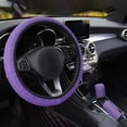 thumbnail image 3 of 3PCS Car Steering Wheel + Handbrake + Gear Shift Cover for 15" 37-38 cm Purple, 3 of 7