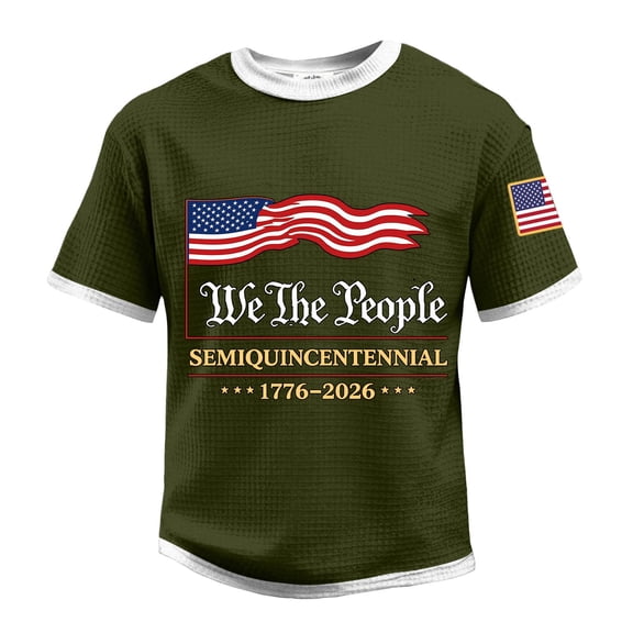Men's USA 250 Years of Freedom Patriotic T-Shirt American Flag Casual Tee 250th Anniversary Shirt