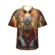 thumbnail image 1 of Balery Sunshine Flower Meditating Cat Camisas hawaianas de manga corta para hombre, camisas playeras de corte holgado, camisas de vacaciones con botones,X-Large, 1 of 7