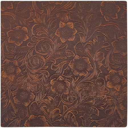Genuine Leather Sheets 8" x 8" Embossed Leather Fabric Pre Cut Leather Pieces 1.6mm Thick Retro Floral Grained Leathercloth Square Leather Hides DIY Arts Crafts Purse Making Coconut Brown DIY