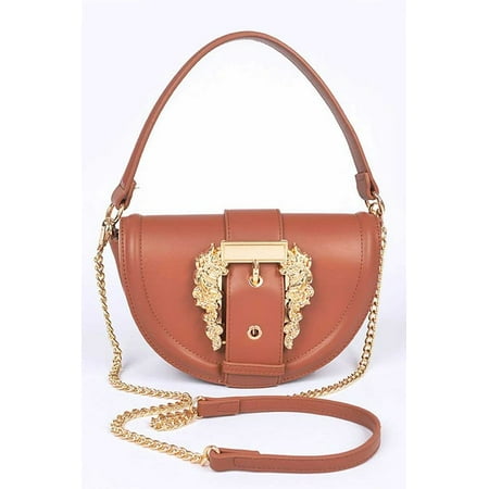 FASHNZFAB Motif Engraved Buckle Top Handle Convertible Bag