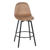 Homycasa Set of 2 Counter Height Swivel Bar Stools Faux Leather Brown