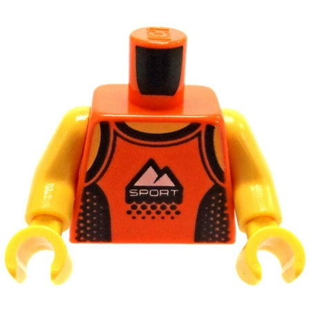 - LEGO Orange Tank Top with Black Straps and Side Panels, White Mountains and