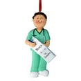 thumbnail image 2 of Personalized Green Scrubs Nurse with Chart - Male Brown Christmas Ornament - Doctor - 1st Responder - Hospital - Family Practice - Practitioner, 2 of 2