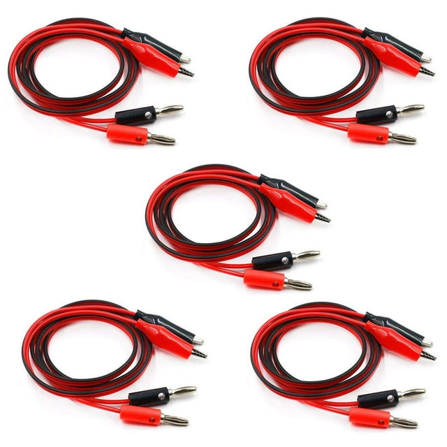 Bnafes Fuente De Alimentación Clip De Cocodrilo Doble A Conector Banana Cable De Prueba De Audio Y Video 1 M De Longitud 5 Pares