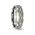 thumbnail image 4 of Mens Titanium Ridged Edge Weave 6mm Wedding Band Ring, 4 of 6