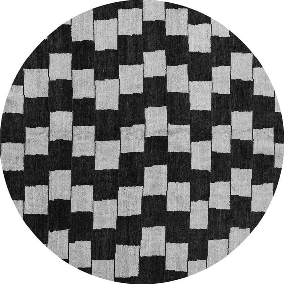 Ahgly Company Indoor Round Abstract Gray Modern Area Rugs, 7' Round