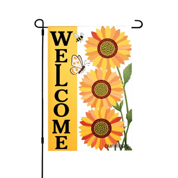 Amhnf Welcome Sunflowers And Butterflies Garden Flag For Home Outdoor Garden Yard Decor 12x18 inch