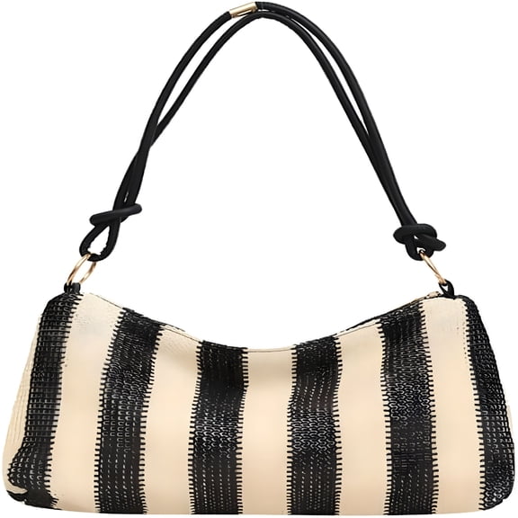 GASTROPOD Straw Shoulder Bag Straw Purses For Women Straw Pillow Bag Rattan Beach Bags Summer Striped Handbag Wicker Purse