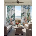 thumbnail image 6 of Sea Turtle Coastal Kitchen Curtains Summer Nautical Starfish Coral Grey Wooden Cafe Short Curtains for Bathroom Blackout Window Curtain Small Window Treatment Drapes for Bedroom Living Room 42"x45"x2, 6 of 9
