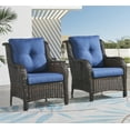 thumbnail image 2 of PARKWELL Outdoor Wicker Patio Chairs Set of 2,Lounge Chairs with Cushions for Porch Balcony Backyard,Brown Wicker and Blue Cushions, 2 of 8
