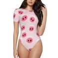 thumbnail image 1 of Kdxio Mignon Imprimé Nez de Cochon Justaucorps à Manches Courtes Col Rond Modal Doux Confortable Ajusté Aguichant Haut-Grand, 1 of 7