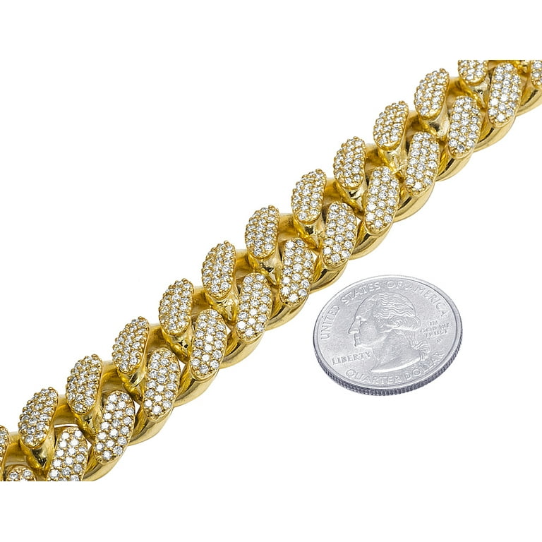 10K Yellow Gold Miami Cuban Choker Big Lock Diamond Necklace Chain