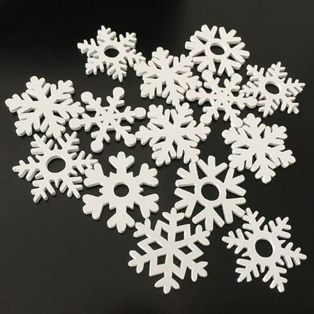 AkoaDa Christmas Wooden Snowflake DIY White Snowflake Ornaments Christmas Tree Decorations 50