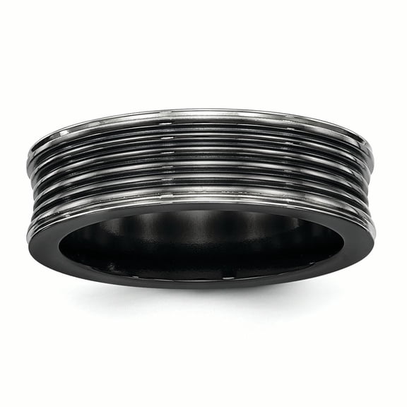 Edward Mirell Black Ti Polished Grooved Concave Ring
