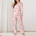 thumbnail image 2 of Yiaed Rabbit And Cherry Print Pajamas Women's Long Sleeve Sleepwear Soft Button Down Loungewear Pjs Lounge Set Nightwear Womens Pajama Pants-Medium, 2 of 7