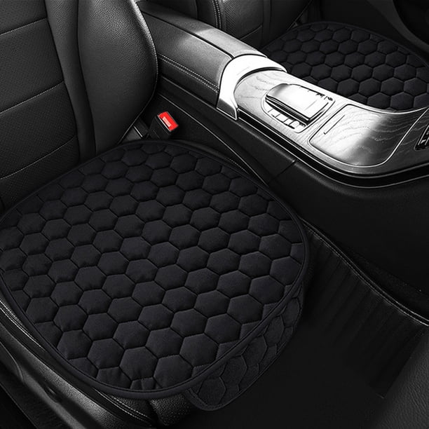 Almohadilla de asiento de coche negro de invierno de felpa, sin respaldo, sin ataduras, antideslizante, cálida, almohadilla de asiento individual