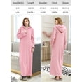 thumbnail image 5 of LOFIR Womens Zipper Front Robe, Long Plush Hooded Fleece Soft Bathrobes for Women Housecoat Sleepwear Pajamas (L/XL, Light Pink), 5 of 6