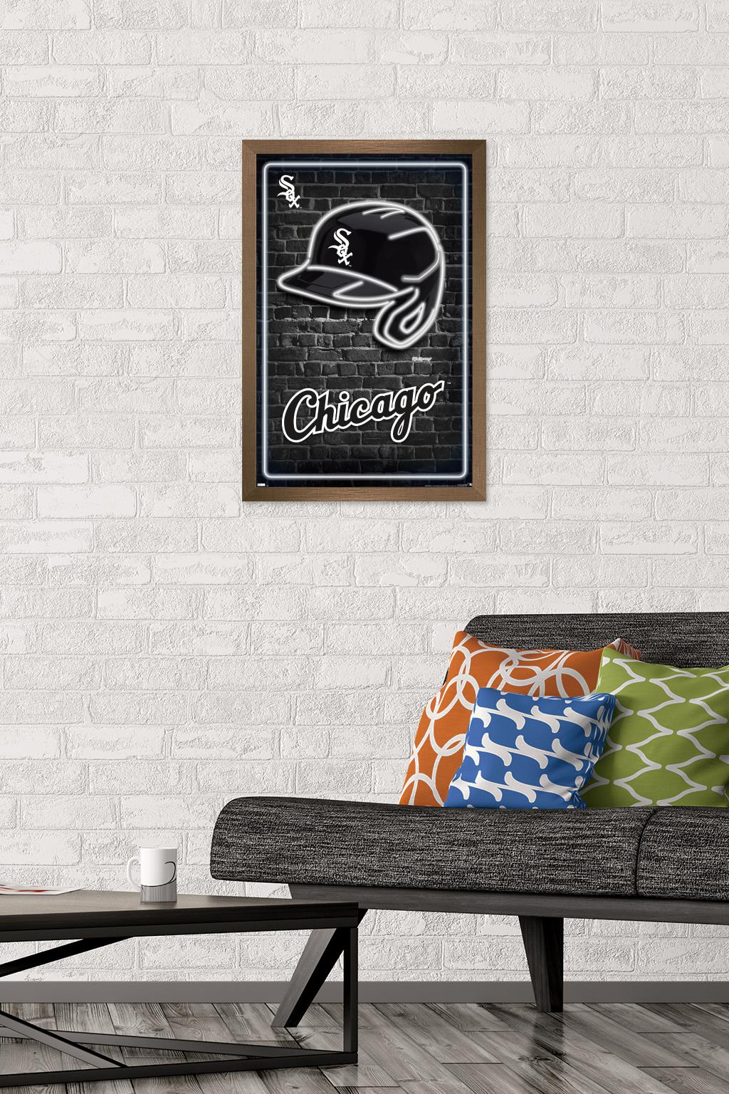 MLB Chicago White Sox - Neon Helmet 23 Wall Poster, 14.725" x 22.375" Framed