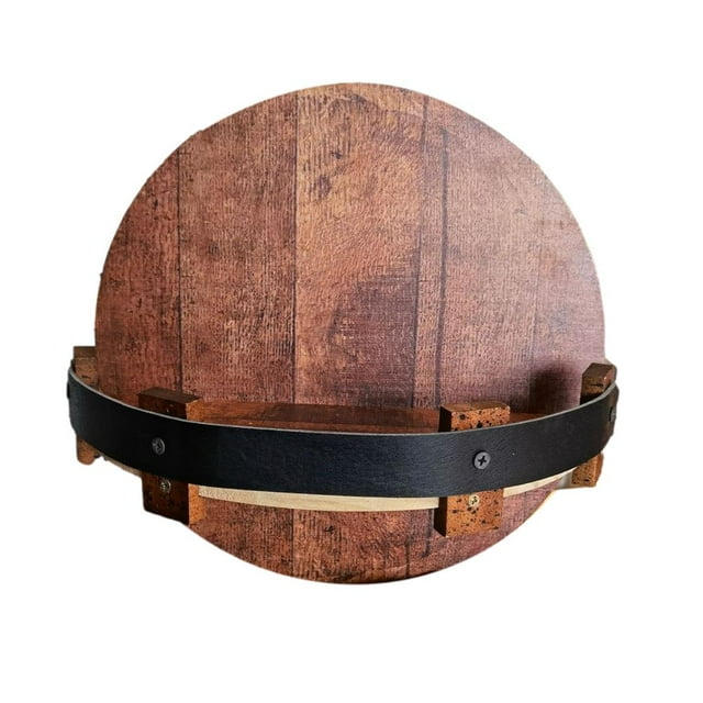 SGACAI Estante de almacenamiento montado en la pared, estante de madera para barril de whisky bourbon, organizador de utensilios de cocina, organizador de exhibición redondo, estantes de barra, est