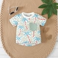 thumbnail image 4 of Boys Clothes Round Neck Tropical Plant Print Short Sleeve T Shirt Solid Color Shorts Suit Boys Summer Outfit 2pcs, 4 of 9