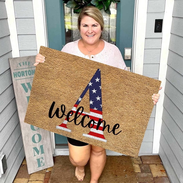 TopLLC Bathroom Rugs 4th Of July Door Mat Patriotic Doormat Entryway Rug Welcome Independence Day Doormat Stain And Fad Patriotic Decor Welcome Outdoor Mat A map