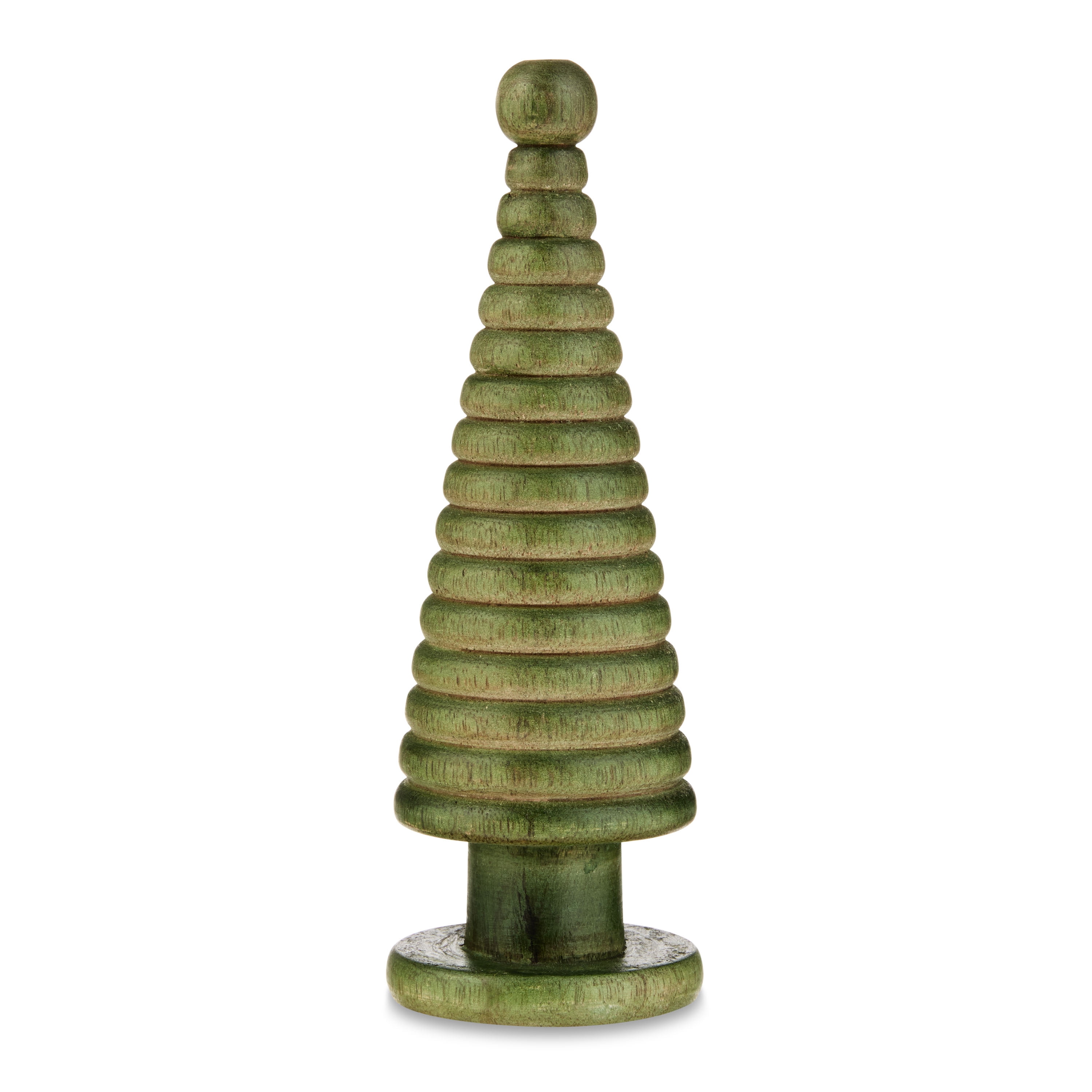Holiday Time Green Mango Wood Christmas Tree Tabletop Decoration, 7.5